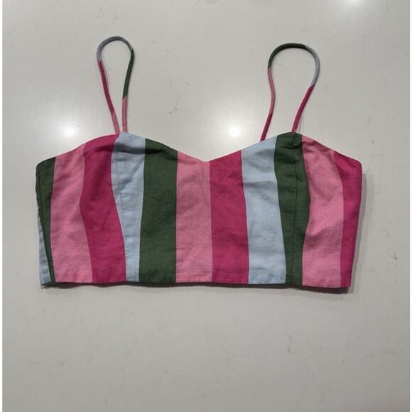 Zara Tops - Zara Women’s Size Small Colorful Striped Cropped Bustier Top Festival
